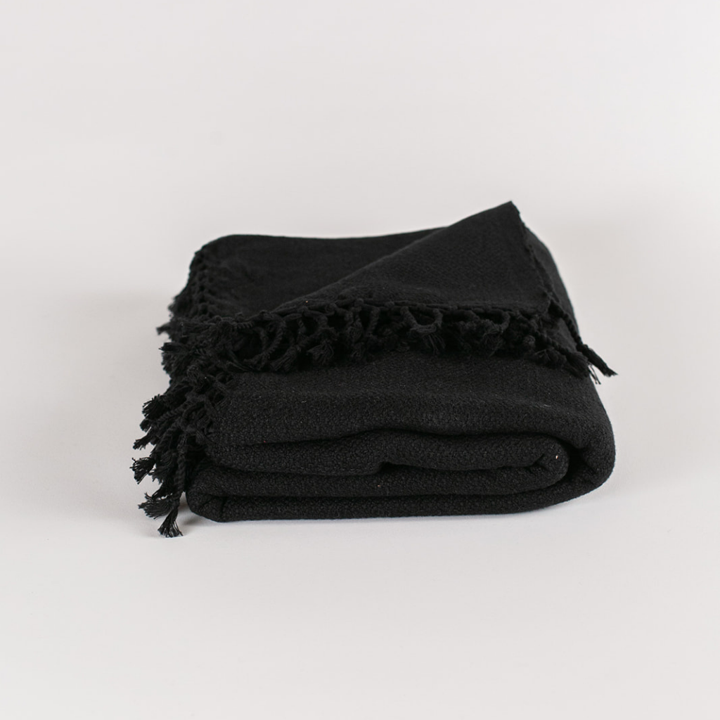 handwoven throw all black home decor